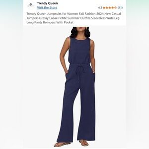 SOFT Trendy Queen Women's Navy Jumpsuit sz Medium